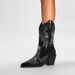 Women's Rhinestone Ankle Boots With Tribal Design - Pointed Toe Mid-Heel Boots For Fall & Winter, Non-Slip Rubber Sole_vogvips.com