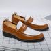 Summer Men's Low-Cut Office Formal Leather Shoes Size 46 Black And White Color Block Slip-On Loafers_vogvips.com
