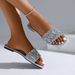 Women's Fashion Silver Sequin Flat Sandals 2025 Summer Open Toe Outdoor Slippers Woman Plus Size 43 Footwear Zapatos De_vogvips.com