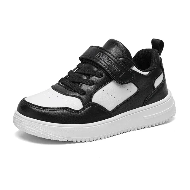 New Casual Leather Sneakers Children Solid Color Fashion Skateboarding Shoes Kids Comfortable Low Top Trainers For Boys_vogvips.com