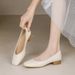 Loafers 2026 New Style Chunky Heel Gentle Fairy Square Toe Slip-On Flat Soft Sole Versatile Women's Shoes_vogvips.com