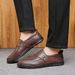 Men's Doudou Shoes Round Head Low-top Into Rubber Soft-soled Casual Leather Shoes_vogvips.com