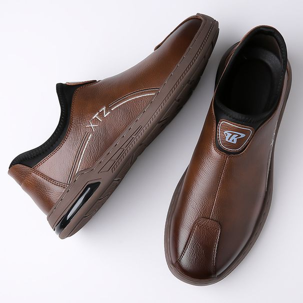 Men's Slip-On Leather Loafers - Soft Sole Comfortable Driving Shoes For Business Casual_vogvips.com