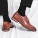 New Men's Square Toe Leather Korean Style British Trend Office Business Height Increasing Formal Casual Shoes Brown_vogvips.com