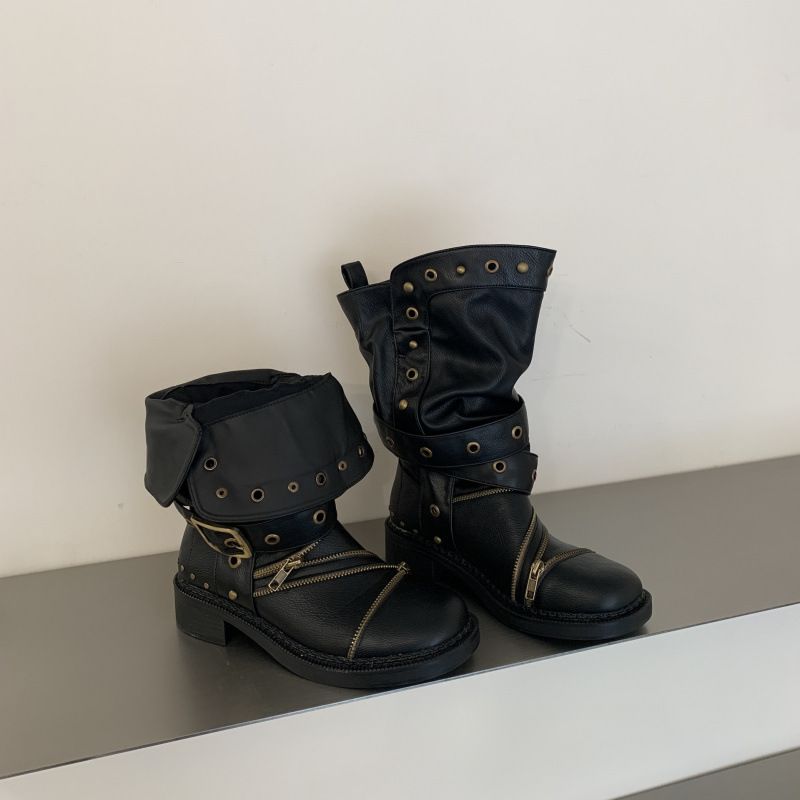 390-1~Chunky Heel French Retro Western Cowboy Ankle For Women, New Fall 2026 Stackable Boots_vogvips.com