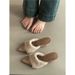 Elegant French-Style Faux Fur Pointed Toe High Heel Slippers - Winter Open-Toe Platform Slides For Women_vogvips.com