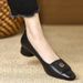 Camellia Square Head Shallow Mouth Thick Heel Single Shoes Women's Low Heel Comfortable Low Heel Soft Leather Shoes_vogvips.com