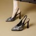Comfortable Waterproof Platform High Heels, 2026 Summer New European And American Snake Pattern Pointed Toe Stiletto Slip-on Close_vogvips.com