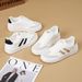 White Sneakers Women, Autumn New Style 2024, Soft Sole Casual Sports For Students, Chic Flat Sneakers, Trendy Women's_vogvips.com