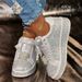 European Style Full Thick-Soled Sneakers 2025 Spring New Rhinestone Casual Sports For Women Cross-Border 43 Large Size_vogvips.com