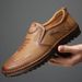 European Warm Series Leather Autumn Casual Loafers Cotton With Fleece Lining Warm Non-Slip Men's Shoes Khaki Brown_vogvips.com