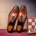 Leather Shoes Men's Brock Business Dress Wholesale Casual Summer Genuine Leather Hand-polished Small Square Head Wedding Men's Shoes_vogvips.com