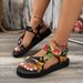 Women’s Shoes Large Size Thick Soled Sandals For Women Summer New Thick Soled Color Matching Velcro Ethnic Style Beach Sandals_vogvips.com