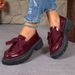 Loafers Women's Bow Platform Small Leather Shoes Retro Single Shoes Loafers_vogvips.com
