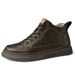 Casual Medium Tube Men's Shoes High-top Velvet Martin Boots Hand-scratched Simple Cowhide Board Shoes Men_vogvips.com