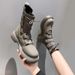 White British Martin Boots For Women, Thin And Small, Thick-soled Heightening Lace-up Versatile Short Boots_vogvips.com