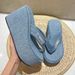 Yimengling Same Style Height Increasing Thick Sole Slippers For Women Outdoor Wear 2025 Summer New Wedge Denim Blue_vogvips.com