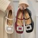 French High Heels, Red Small Leather Mary Jane Women's Thick Heel Rhinestone Wedding Bride's Shoes, Early Spring Shoes_vogvips.com