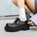 ShoeVault Large Couple British Style High-end Derby Business Formal Thick-soled Height-increasing Commuter Black Leather Shoes_vogvips.com