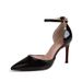 2025 Summer-Autumn Patent Leather Pointed Toe Closed-Toe Sandals For Women, Fashionable And Comfortable, With One-Strap_vogvips.com