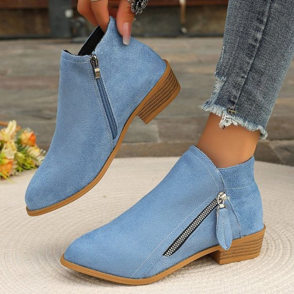 Women's Shoes Thick Bottom Solid Color Pointed Side Zipper Martin Boots For Women 2025 Spring And Autumn New Short Tube Women's Boots_vogvips.com