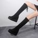 2024 Autumn Winter Suede Matte Slimming Stretch Over-the-Knee Platform Thick Sole Height Increasing Women's Boots Super_vogvips.com