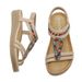 5012-8 New 2025 Bohemian Rhinestone Sandals Casual Comfortable Latex Massage Thick Sole Large Size Flat Shoes_vogvips.com