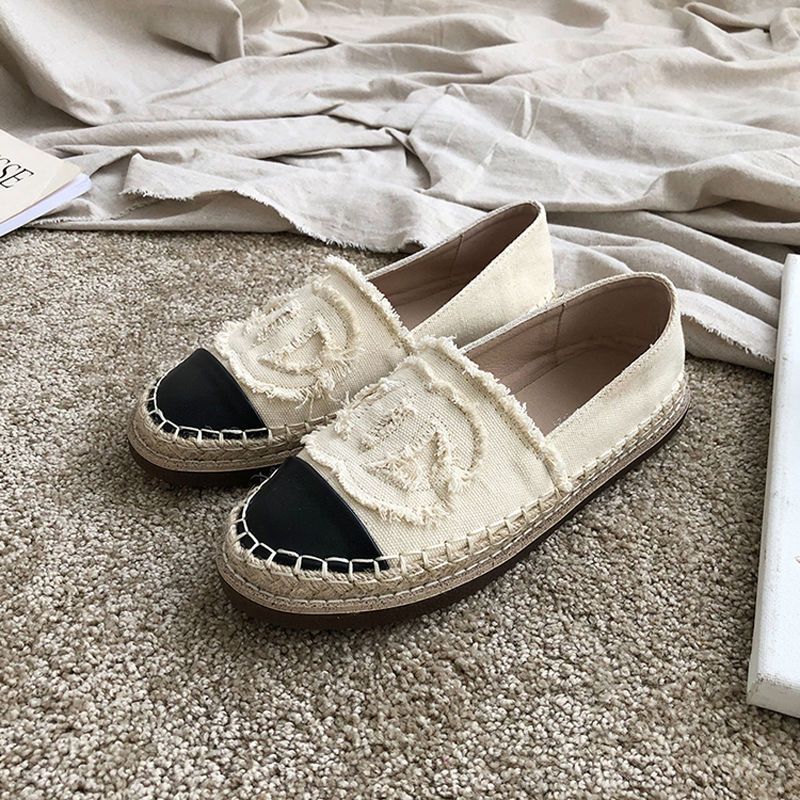 Spring And Summer Small Fragrant Style Canvas Grass Weaving Fisherman's Shoe Cover With Low Top Thick Bottom Casual_vogvips.com