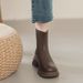 Elastic Thick-Soled Short For Women 2024 New British Style Martin With Back Zipper Slim Brown Autumn Winter Super_vogvips.com