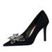 3391-H62 Light Luxury Feng Shui Diamond Butterfly Knot Women's Suede Look Thin Super High Heels Single Shoes_vogvips.com