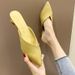 Pointed Toe Low Heel Mules For Women 2019 New Korean Fashion Fitting Room Style_vogvips.com