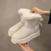 Fleece Lined And Thickened Snow Boots With Slip On Design 2025 Winter New Style Thick Sole Furry Opening Bow Knot Warm_vogvips.com