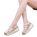 Womens White Beige Platform Gladiator Ankle Buckle Strap Closed Toe Wedge Sandals For Comfort Summer Casual Wear_vogvips.com