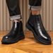 European Warm Series Men's Martin British Style Genuine Real Fur Motorcycle Stylish Work Boots Breathable Black Mid-top Leather Shoes_vogvips.com