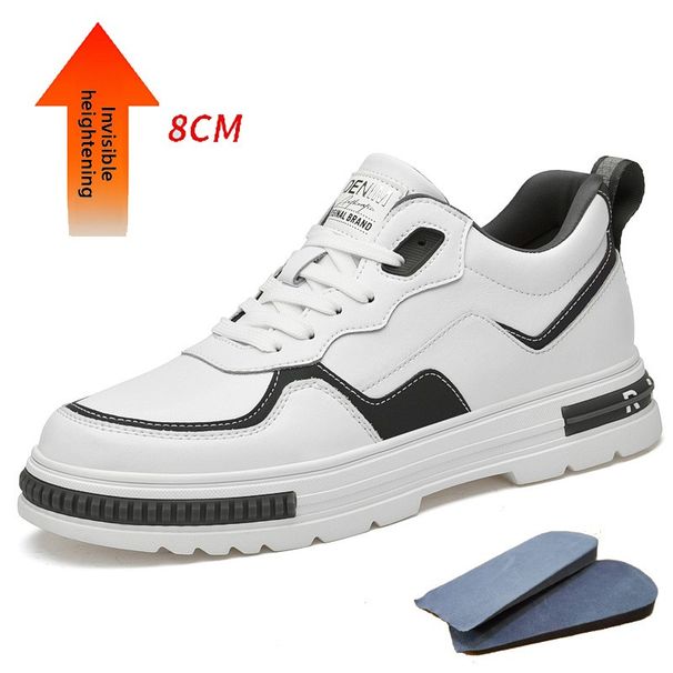 Round Head Men's Height-increasing Lace-up Board Shoes Breathable Youth Sports Leisure Reflective Little White Men's Shoes_vogvips.com