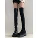 Elastic Slimming Over-the-Knee Boots For Women, New Autumn Winter Thick Heel Platform High Tube Riding Boots, Patent_vogvips.com