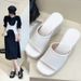 Women's Wedge Heel Slides Fish Mouth One Line Thick Bottom Women's Slope Heel Waterproof Platform Large Beach Cool Slippers_vogvips.com