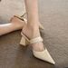 Chuyuji White Women 2026 New Summer Style Elegant Chunky Heel Pointed-Toe Strap Sandals For Outdoor Wear_vogvips.com