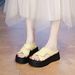 Summer French-style Black Slippers Women, 2025 New Fashion, Suitable For Pairing With Skirts, Beach Shoes, Thick-soled_vogvips.com
