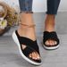 Women's Shoes Summer Large Size Women's Thick Soled Cross Sandals Comfortable Breathable Elastic Cloth Upper_vogvips.com