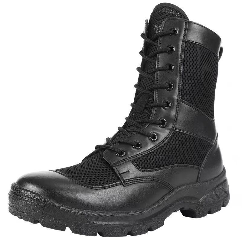 European Warm Series New Summer Zipper Combat Training Breathable Mesh Martin Men's Outdoor Hiking Boots Trendy Motorcycle Security Shoes_vogvips.com