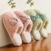 Bowknot Cotton Women, Autumn And Winter, Cute Couple Home Use, Thick Soft Sole Furry Slippers For Men_vogvips.com