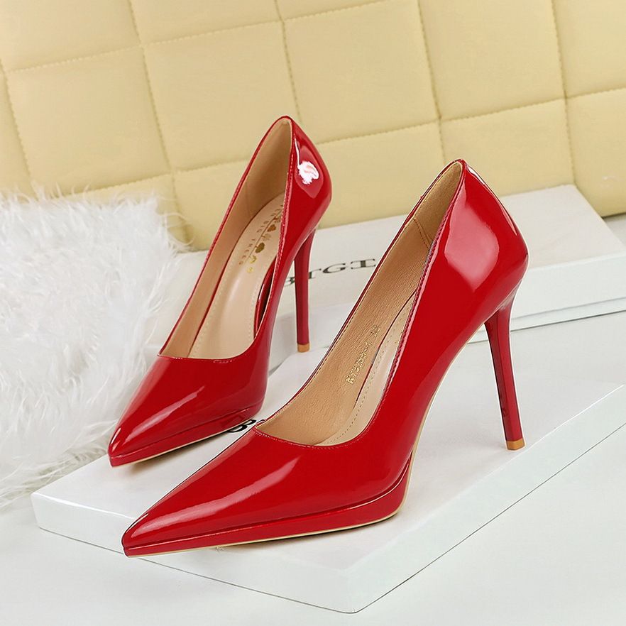 High heels, high heels, high heels, waterproof platform, patent leather, shallow mouth, pointed shoes for women_vogvips.com
