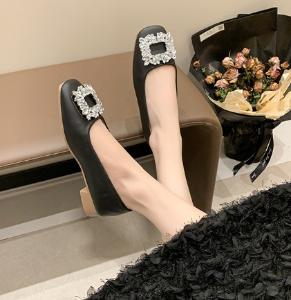 Flat, Shallow, Square-toed Slip-on Shoes, 2025 New Fashion Casual Style, Comfortable For The Feet, Leather, Soft Sole,_vogvips.com