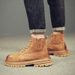 Big Yellow Boots Martin Boots Can't Kick Bad, Leather Tooling Medium Help Men's Short Boots Men's Shoes_vogvips.com