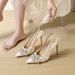 2025 Spring/Summer New Pointed Toe Shallow Mouth White Stiletto High Heels With Rhinestones Elegant French Style Wedding_vogvips.com