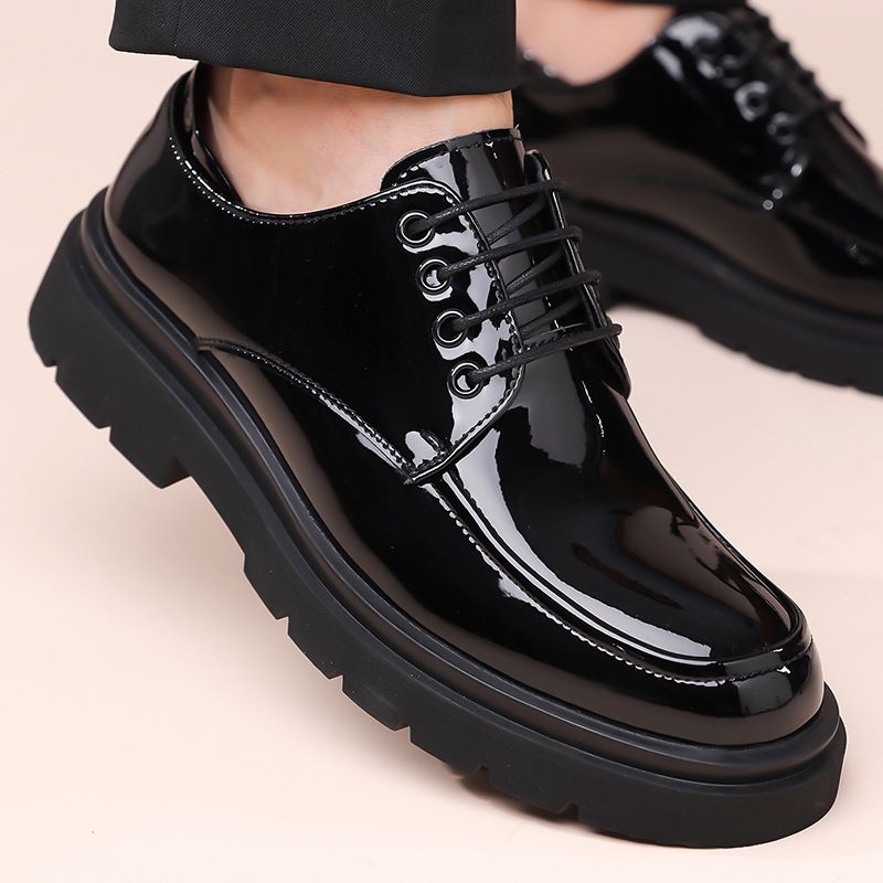 Suitable For All Seasons Autumn New Patent Business Formal Lace-up Shoes For Men Security Professional Breathable Men's Shiny Leather Large Size_vogvips.com