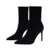 WD Spring And Autumn New Short For Women, High Thin Heels, Pointed Toe, Black Stretch Slim Boots, Versatile Internet_vogvips.com