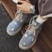 Men's Chunky Sole Cowboy Denim Mid-Calf Boots - Vintage Workwear Style With EVA Cushion & PVC Outsole_vogvips.com