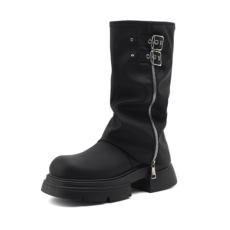 Chunky Sweet Cool Style Hot Girl Slouch Thick Sole Platform Over-the-Knee Long Mid-Calf Riding Boots_vogvips.com